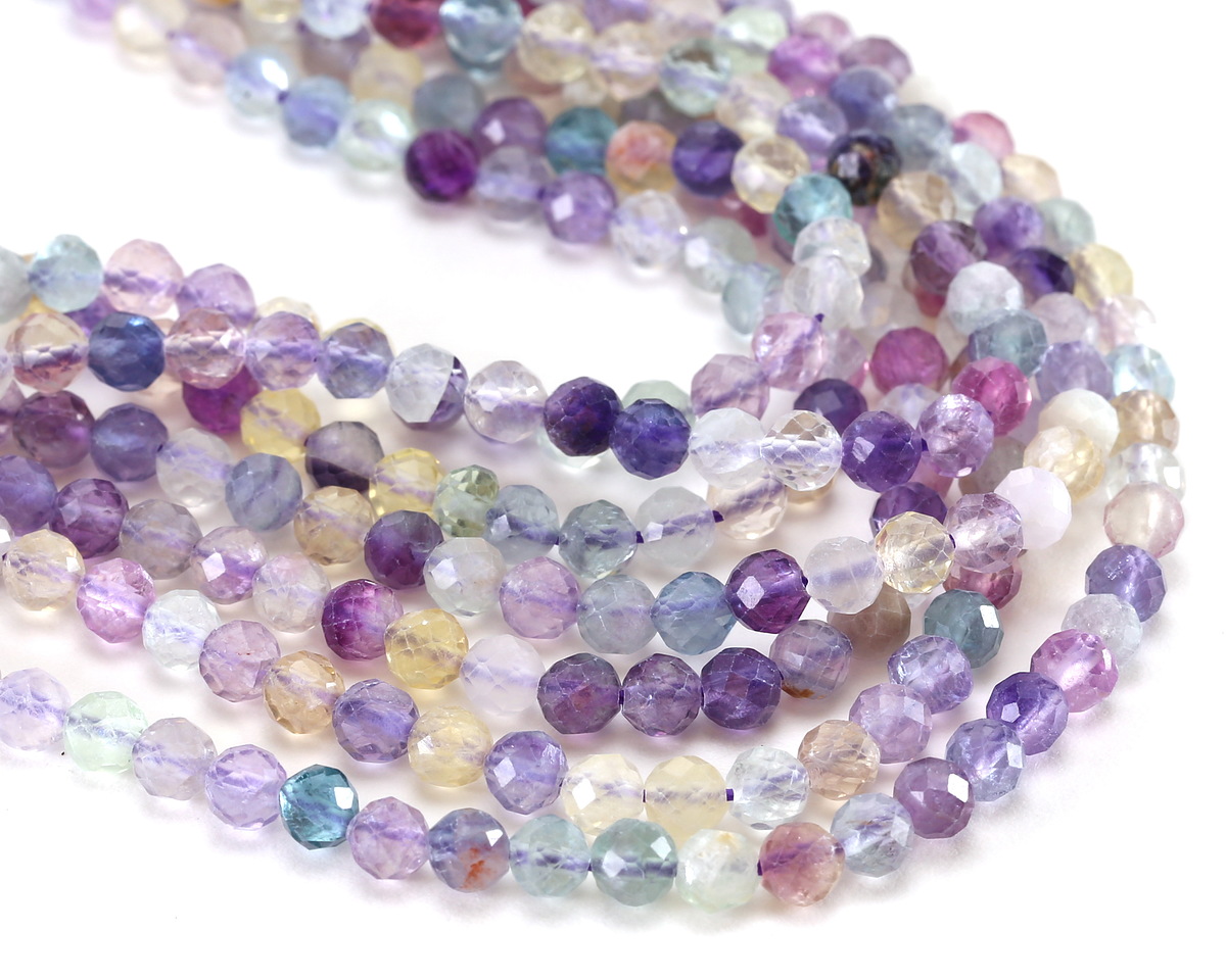 Rainbow Fluorite (B) Faceted Round 4mm