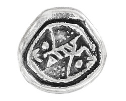 Mykonos Metalized Ceramic Antique Silver Large Carved Focal 40mm