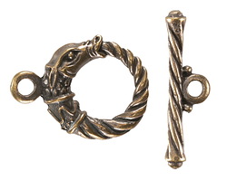 Mykonos Antique Brass (plated) Dragon Toggle Clasp 21x28mm, 32mm Bar