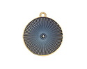24K Gold (plated) Transparent Storm Gray Enamel Round Radiant Focal 20x23mm