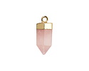 Rose Quartz (Natural) Point w/ Gold Finish 8x16mm