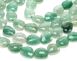 Green Strawberry Quartz Microfaceted Puff Pear 13x16mm