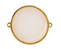 24K Gold (Plated) Transparent White Opal Resin Round Focal Link 33x30mm