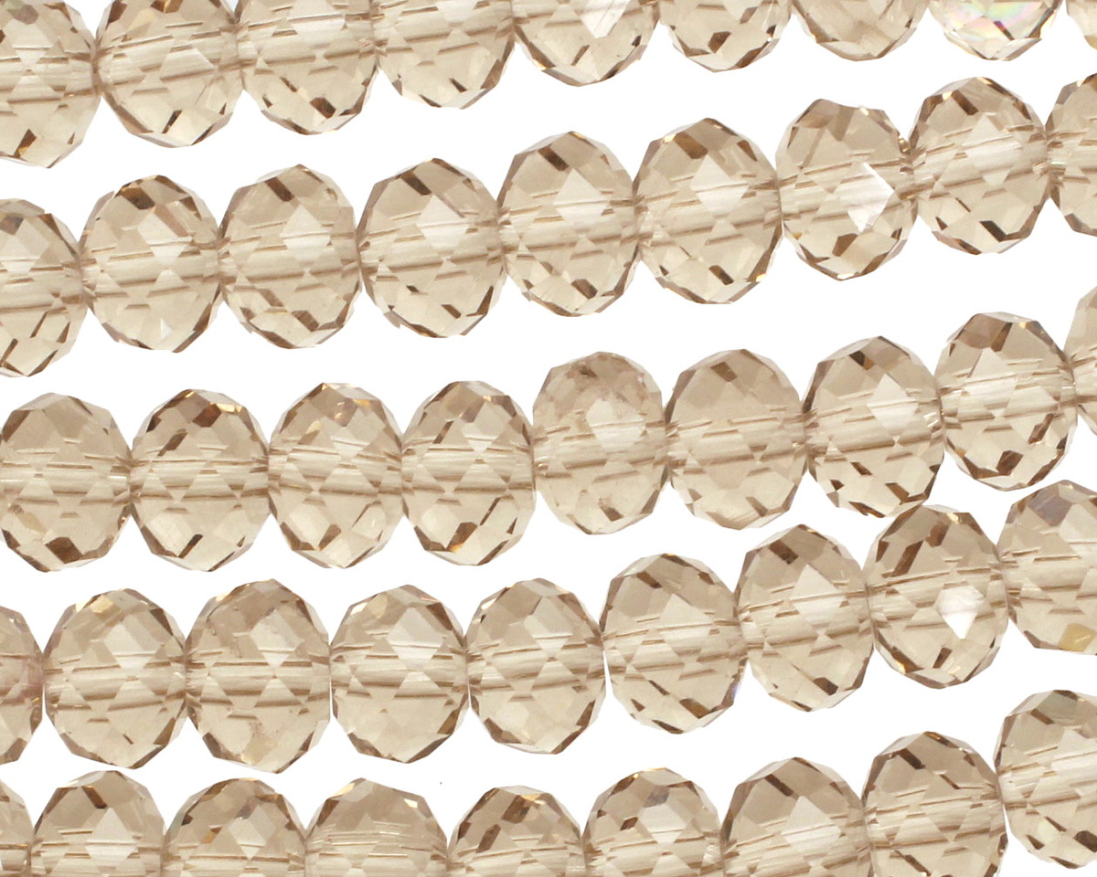 Greige Crystal Faceted Rondelle 8mm