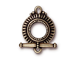 TierraCast Antique Brass (plated) Sunburst Toggle Clasp 21x16mm, 20mm bar