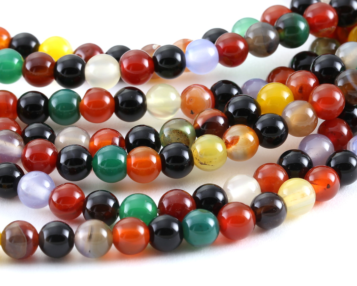 Multi-Color Agate (bold) Round 6mm