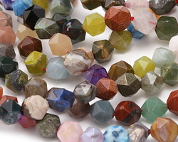 Multi Gemstone (Sodalite, Tiger Eye, Red Jasper, Aventurine) Star Cut Round 7-8mm