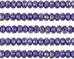 Czech Glass Indigo w/ Gold Flecks Fire Polished Rondelle 3x5mm