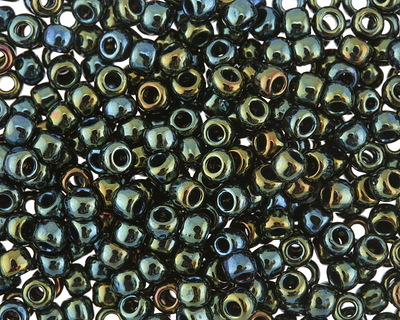 TOHO Metallic Iris Green/Brown Round 6/0 Seed Bead