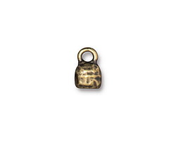 TierraCast Antique Brass (plated) Hammertone Crimp End Cap 7x10mm