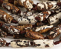 Tibetan (Dzi) Agate Matte Rust & White Molten Pattern Rice 23-26x10-13mm