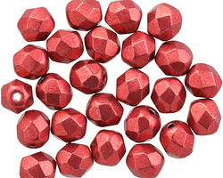 Czech Glass ColorTrends: Sueded Gold Samba Red Fire Polished Round 6mm