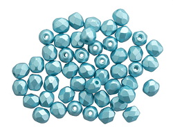 Czech Glass Matte Metallic Aquamarine Fire Polished Round 4mm