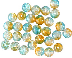 Czech Glass Dual Coated Aqua & Cantaloupe Crackle Crystal Druk 6mm