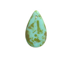 Czech Glass Matte Turquoise Picasso Teardrop 30x18mm