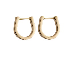 18K Gold (plated) Stainless Steel Horseshoe Hinged Hoops 15mm
