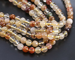 Gold Red Rutilated Quartz (A) Round 6mm