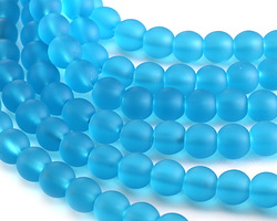 Pacific Blue Beach-Style Glass Round 10mm