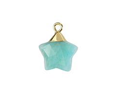 Brazil Amazonite (A) Faceted Star Pendant w/ Gold Finish 14mm