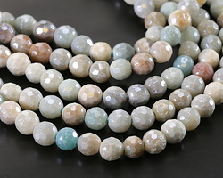 Black Gold Amazonite w/ Pearl Luster Faceted Round 6mm