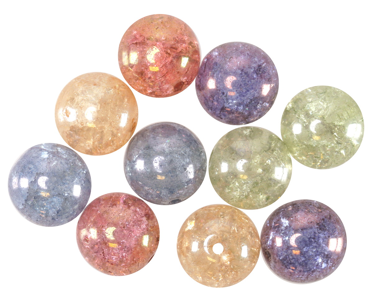 Czech Glass Luster Mix Crackle Round Druk 10mm