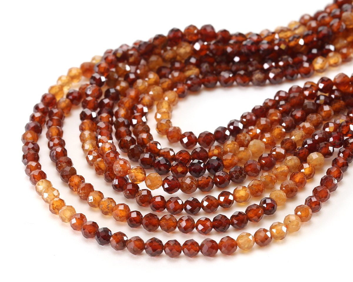 Hessonite Ombré Faceted Round 3.5mm