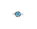 Pacific Blue Crystal Round Link in Silver Finish Bezel 14.5x8.5mm