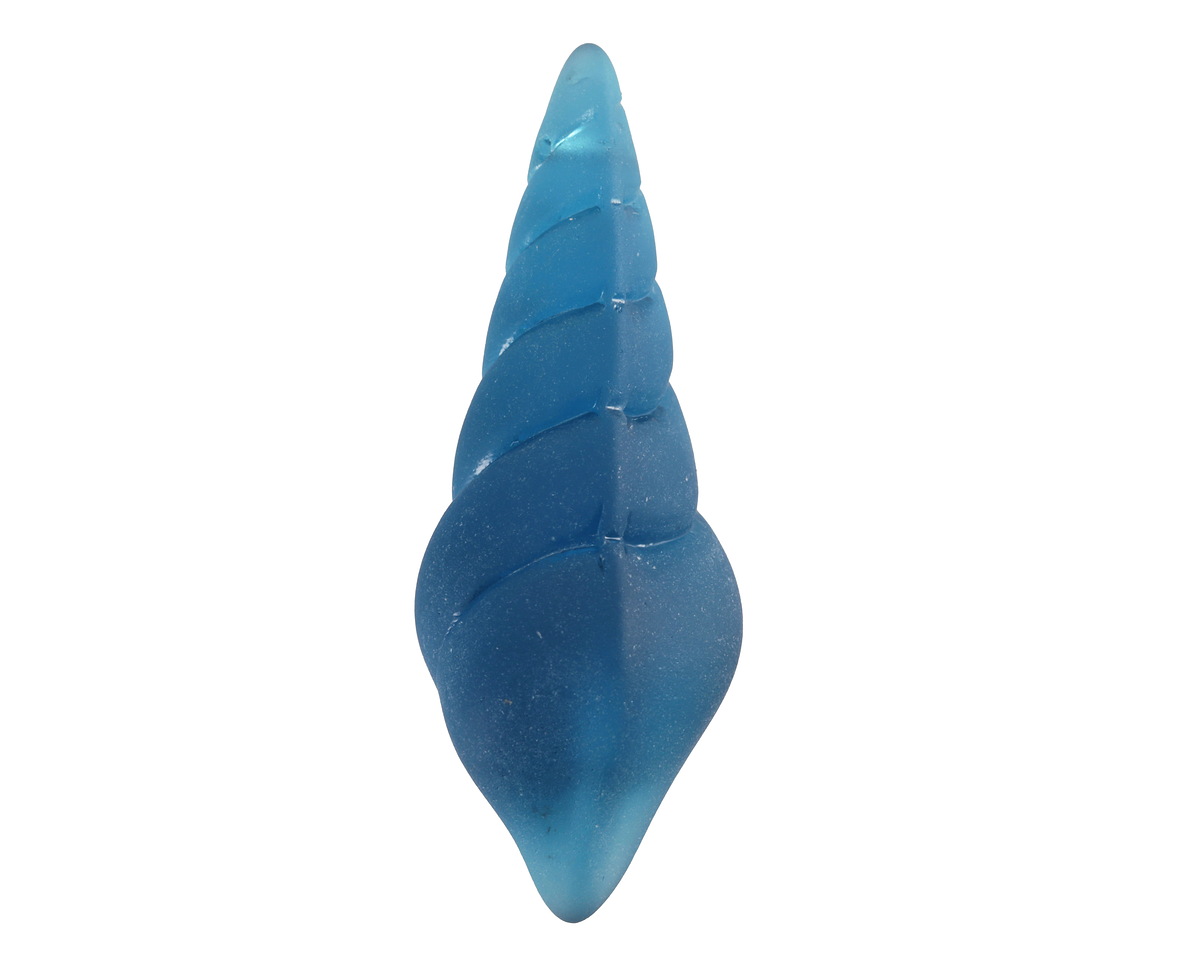 Peacock Blue Beach-Style Glass Conch Shell Pendant 15x44mm