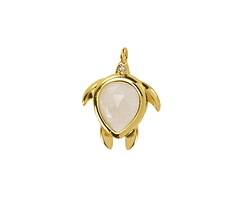 Rock Crystal Quartz w/ Gold Finish Sea Turtle Focal 15x19mm