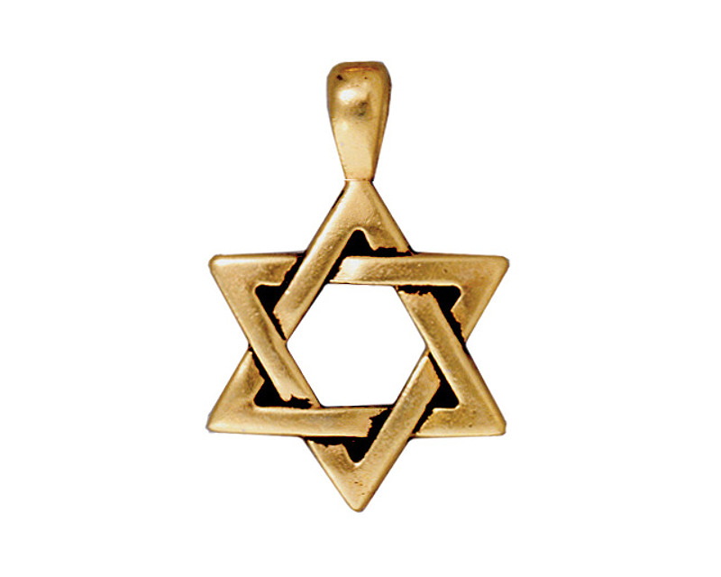 TierraCast Antique Gold (plated) Star of David Pendant 17x25mm