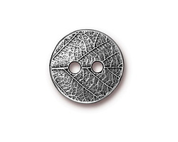 TierraCast Antique Pewter (plated) Round Leaf Button 17mm