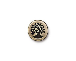 TierraCast Antique Brass (plated) Small Bird In Tree Button 12mm