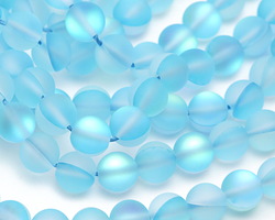 Aqua Fused Glass AB (matte) Round 8mm
