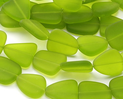 Olive Beach-Style Glass Flat Freeform 21-23x18-20mm