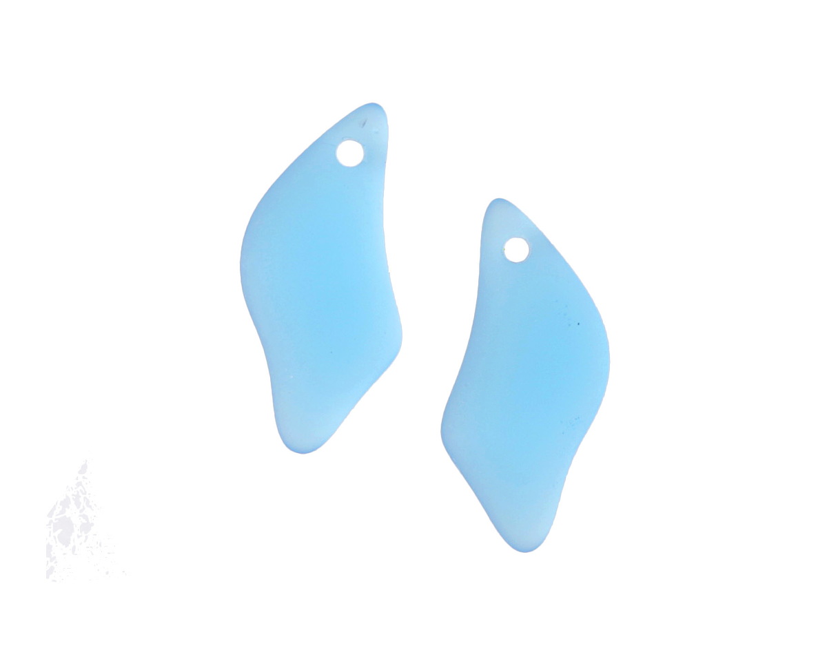 Pacific Blue Beach-Style Glass Wave Drop Pendant Pair 12x25mm