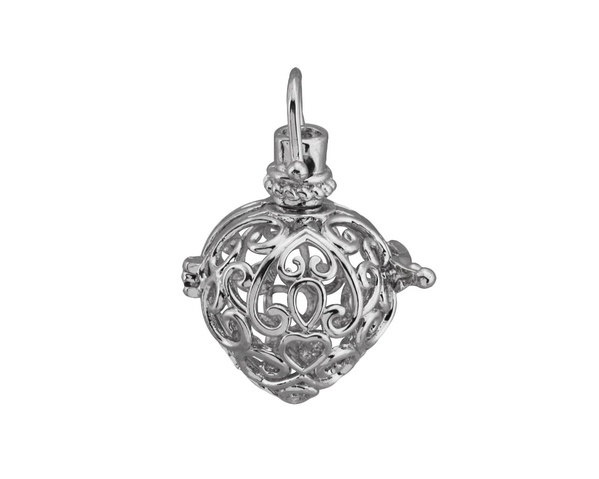 Silver Finish Filigree Heart Diffuser Locket 24x35mm