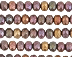 Czech Glass Autumn Metallics Fire Polished Rondelle 5x7mm