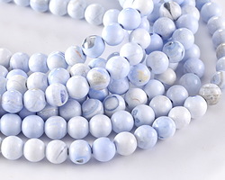 White & Blue Agate Round 8mm