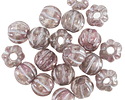Czech Glass Wisteria w/ Silver Wash Large Hole Melon Round 6mm