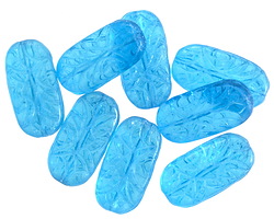 Czech Glass Aquamarine Pressed Flower Oval 25x13mm