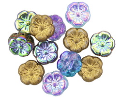 Czech Glass Cosmos Mix Hibiscus Coin 9mm