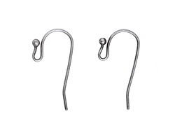 Antique Silver (plated) Earwire w/ Ball 11x21mm (100 pieces)