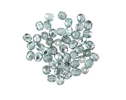 Czech Glass Blue w/ Antique Silver Fire Polished Round 3mm