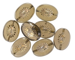 Czech Glass Smoke w/ Gold Oval Star Window 14x10mm