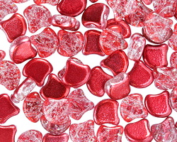 Matubo Czech Glass ColorTrends: Slushy Strawberry 2-Hole Ginkgo Leaf 7.5mm