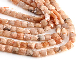 Peach Moonstone (A) Microfaceted Square 8mm