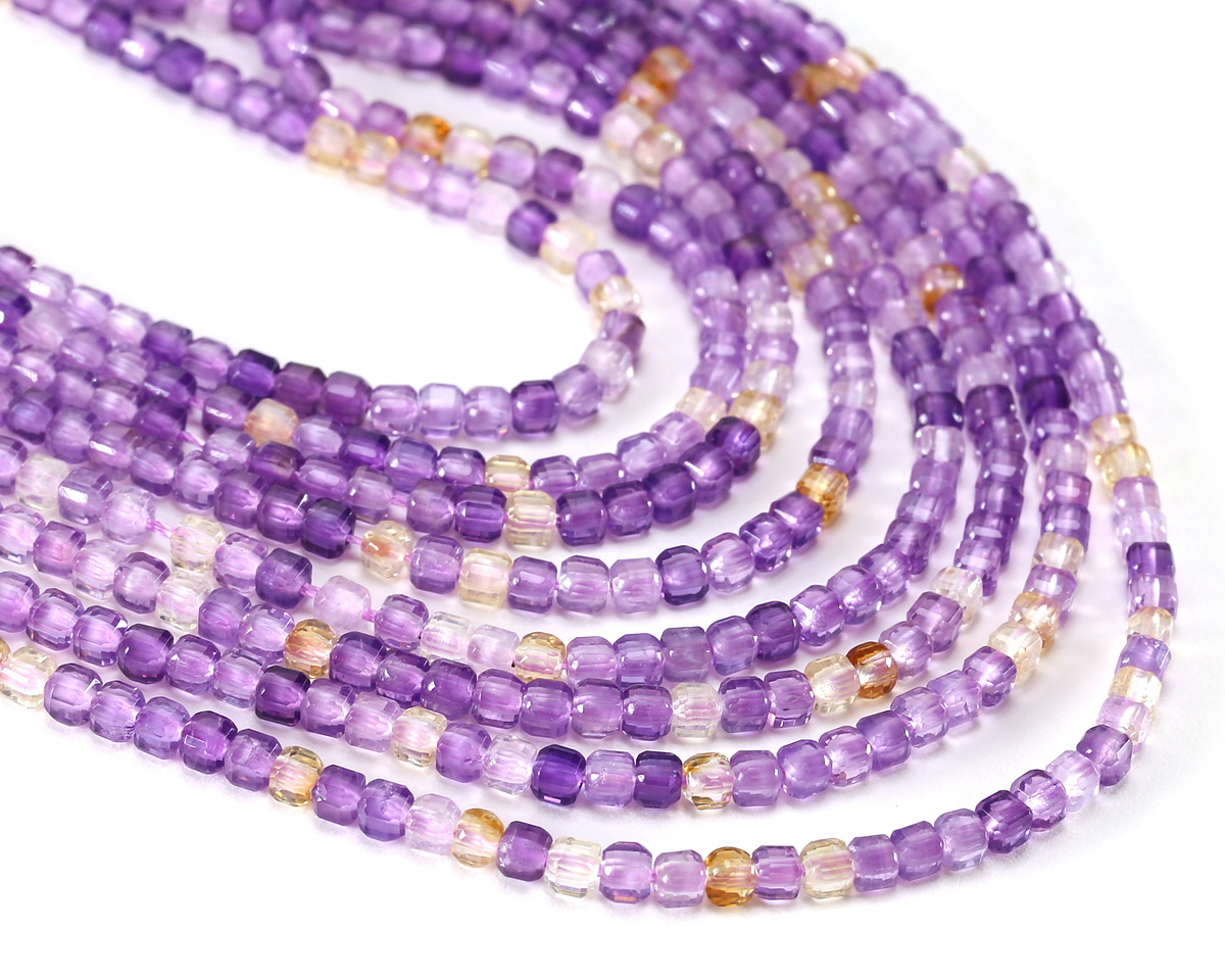 Ametrine (AA) Microfaceted Miracle Cube 2.5mm