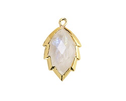 Blue Moonstone Faceted Puff Leaf Focal w/ Gold Finish 14x22mm