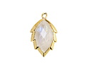 Blue Moonstone Faceted Puff Leaf Focal w/ Gold Finish 14x22mm