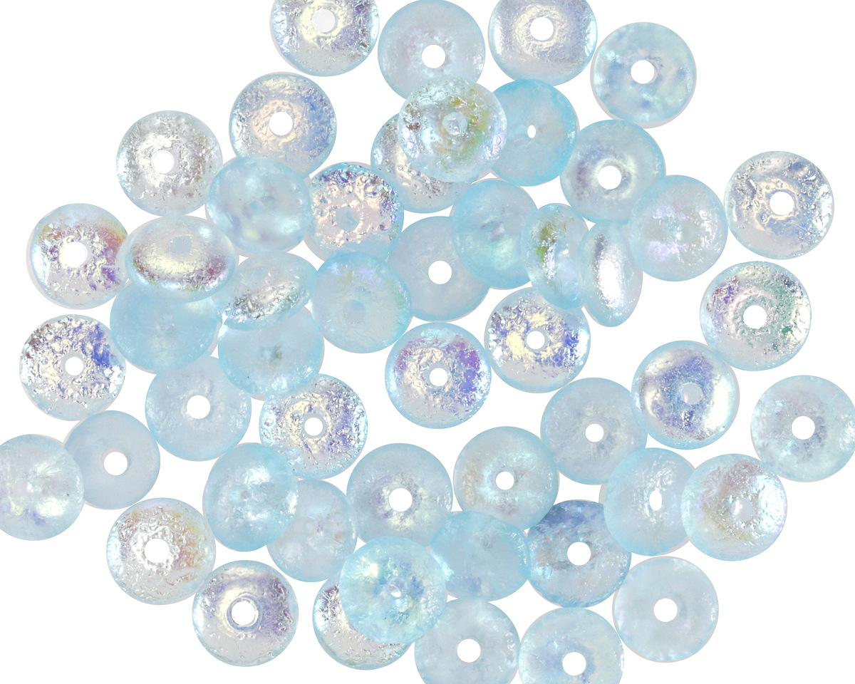 Czech Glass Textured Aquamarine AB Spacer 2x6mm